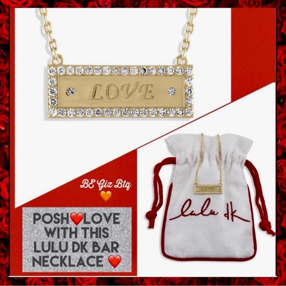 🆕 NWT Lulu DK Bar Necklace “LOVE” Sparkly Cubic Zirconia Studs